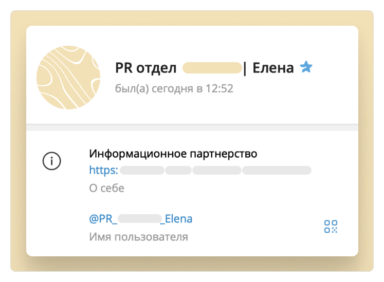 Пример профиля продавца в WhatsApp и Telegram