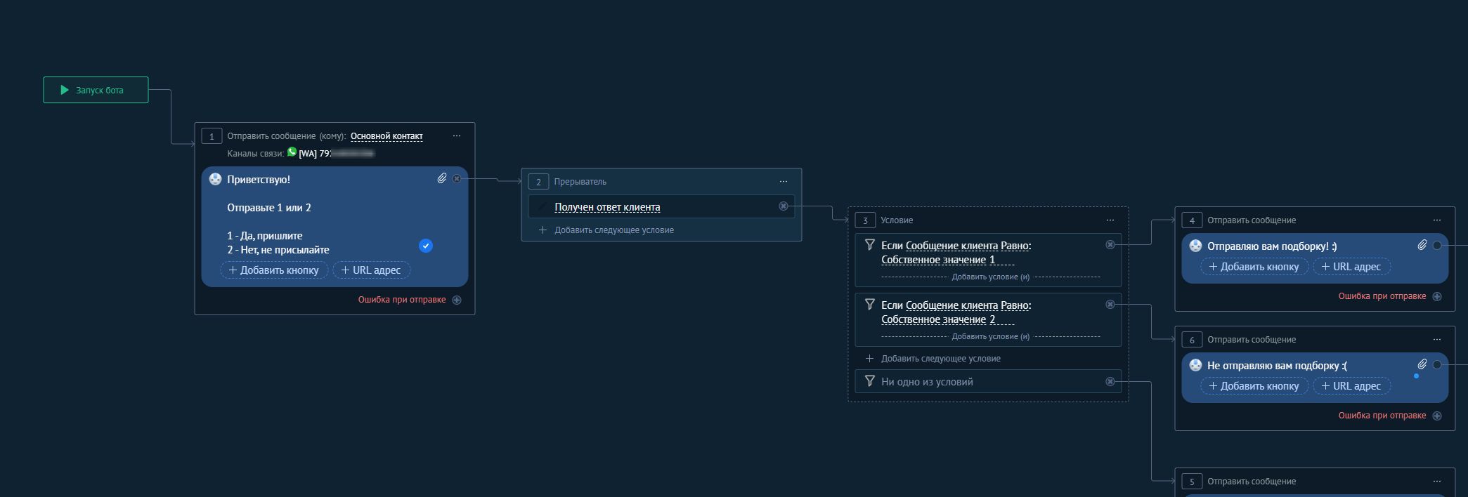 Скриншот шагов с шаблонами
