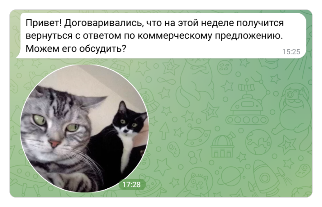 Скриншот с использованием мема в переписке