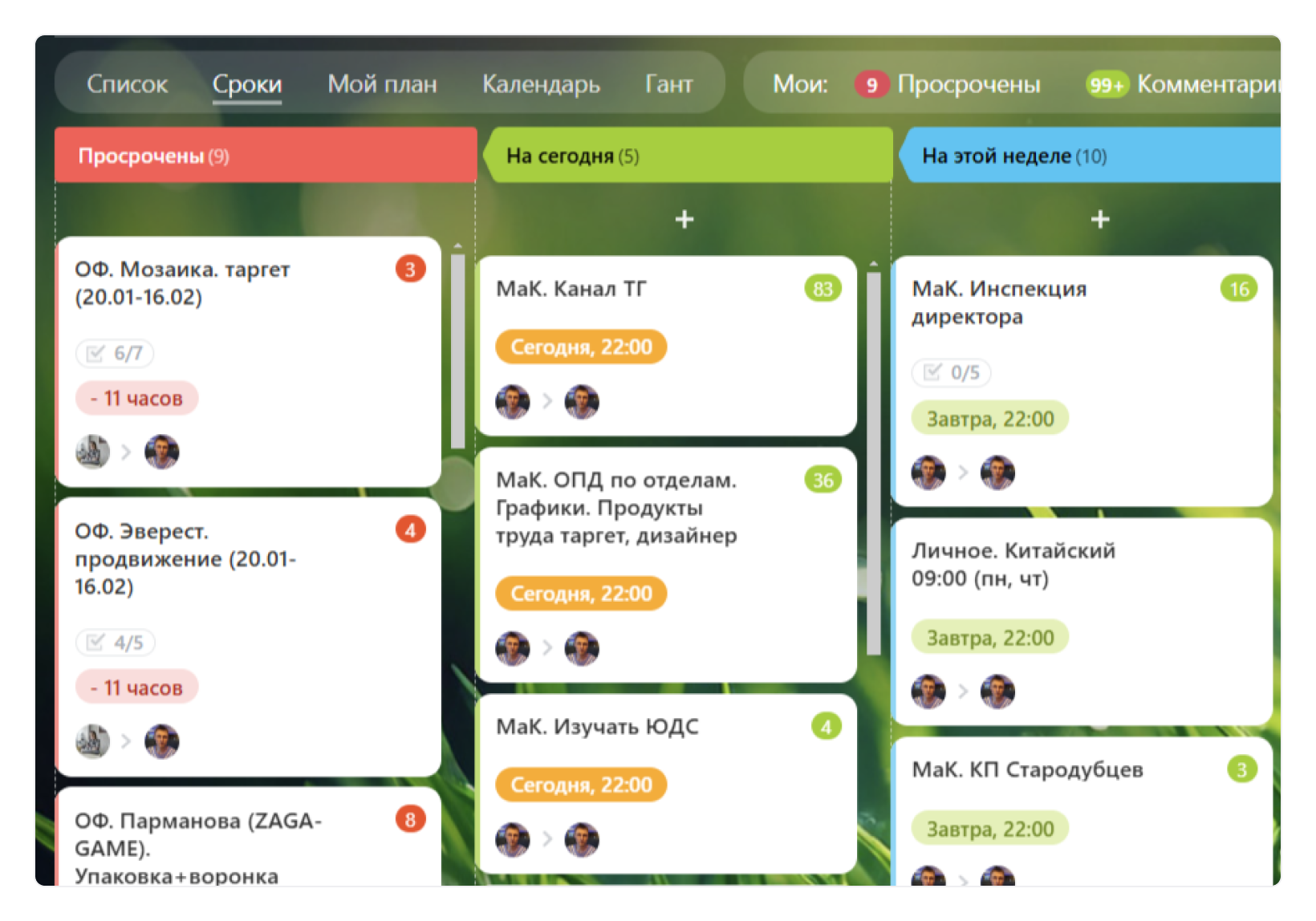 пример задач в crm