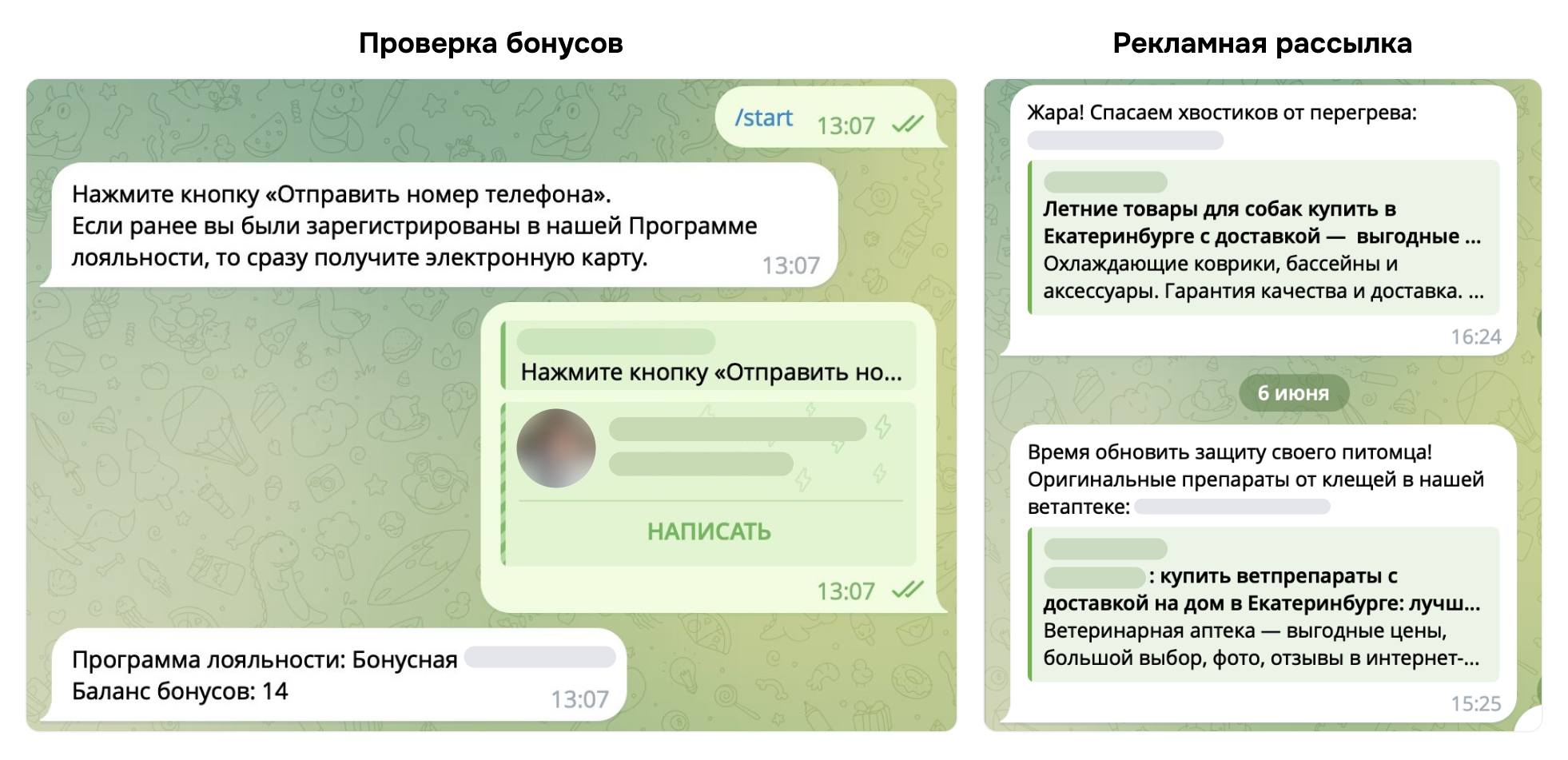 цепочка сообщений в боте телеграм